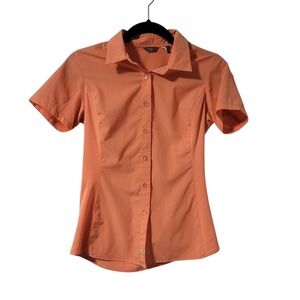 Merrell Women's Short Sleeve Button Up Shirt Casual Orange Coral Extra Small